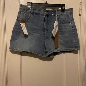 Midi Denim Shorts in Light Blue
